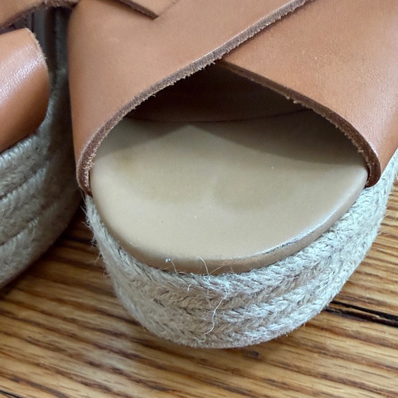 Soludos Tan Leather Cross-Strap Espadrille Wedge Sandals - Picture 5 of 5